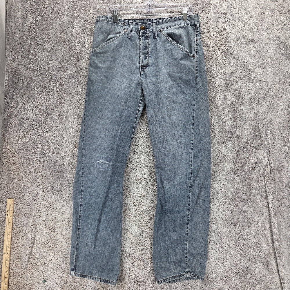 VTG Levis Engineered Jeans Mens Blue Twisted Button Fly Light Wash Fits 33x32